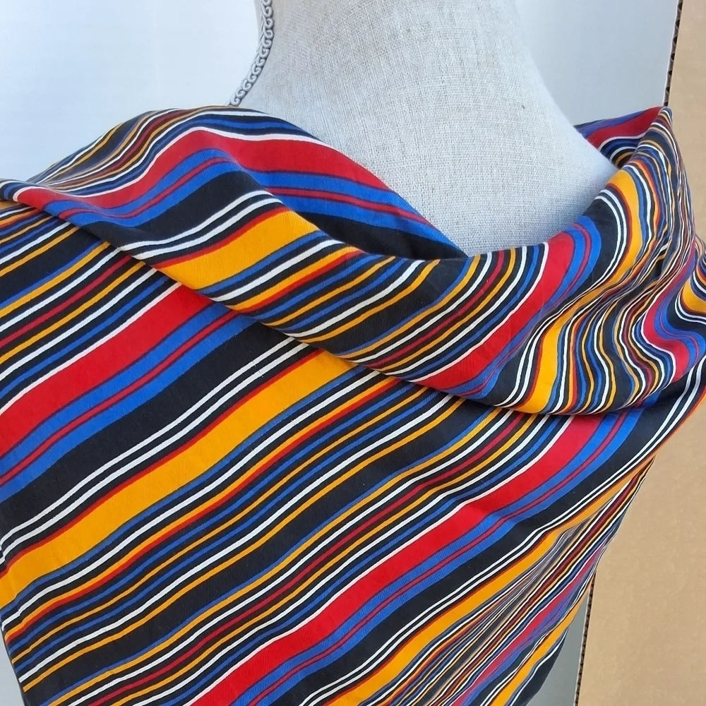 Vintage Colorful Striped Italian Silk Scarf